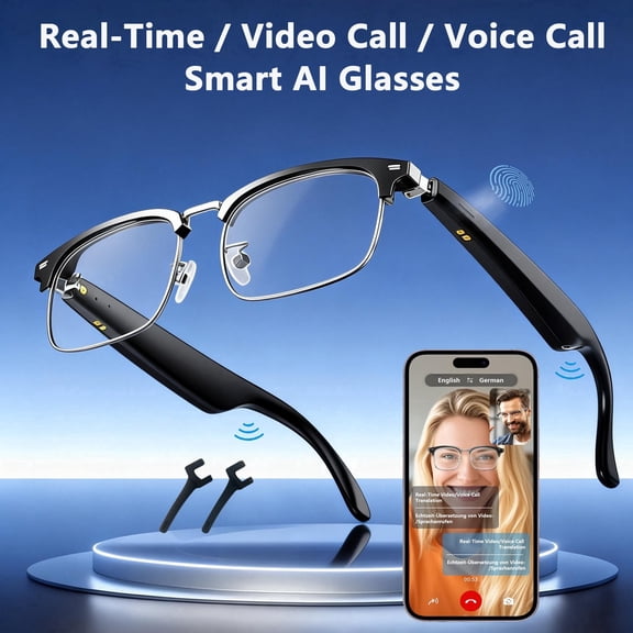ZYQEEE AI Smart Glasses with 115 Real-Time Translation,Video Call Translation,Voice Assistant,Take Photo Translation,Hands-Free Call,Bluetooth Sunglasses for Men Women Travel Bussines