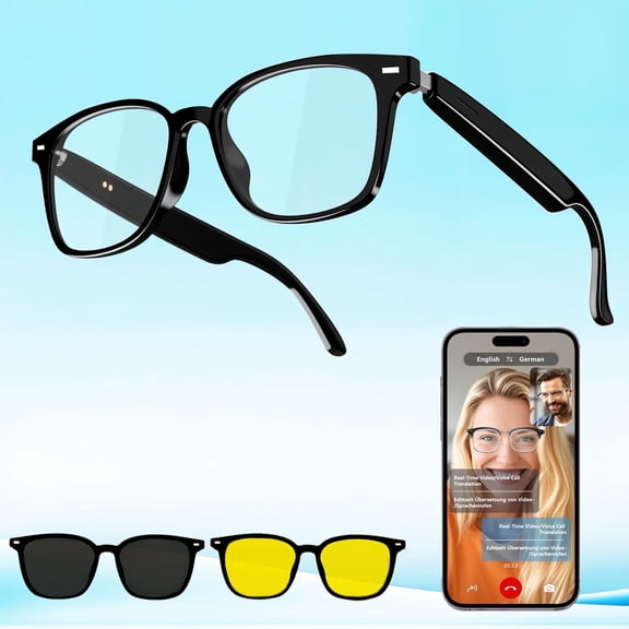 ZYQEEE AI Smart Glasses, Bluetooth Smart Translation Glasses with 115 Language, with Magnetic Lens,AI Chat,Voice & Video Conversation Translation, Real-Time Translator Sunglasses,Father's Day Gifts