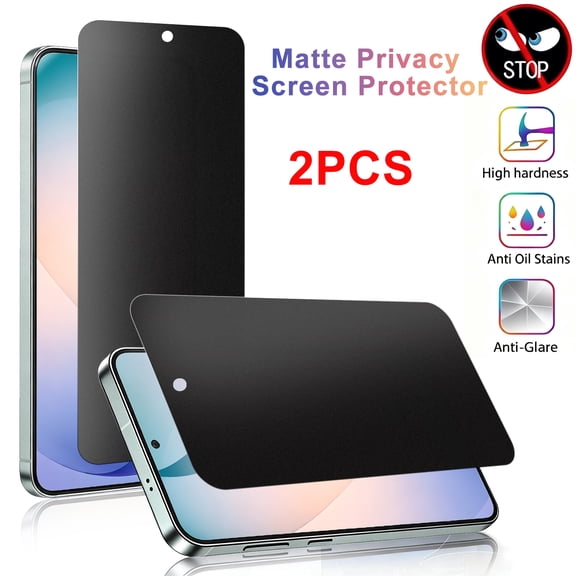ZYQEEE Matte Privacy Screen Protector for Samsung Galaxy S26 5G, Anti-Fingerprint Easy Installation,Anti-Spy Tempered Glass Protective Film Compatible for Samsung S26,2Pcs
