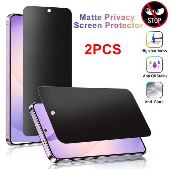ZYQEEE Matte Privacy Screen Protector for Samsung Galaxy S26 Plus 5G, Anti-Fingerprint Easy Installation,Anti-Spy Tempered Glass Protective Film Compatible for Samsung S26 Plus,2Pcs