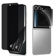ZYQEEE Privacy Screen Protector for Samsung Galaxy Z Flip 6, 2Pack Inside Flexible TPU Film + 2Pack Front Tempered Glass,No Creases, Self-Healing, Anti-Spy Protective Film for Samsung Galaxy Z Flip6
