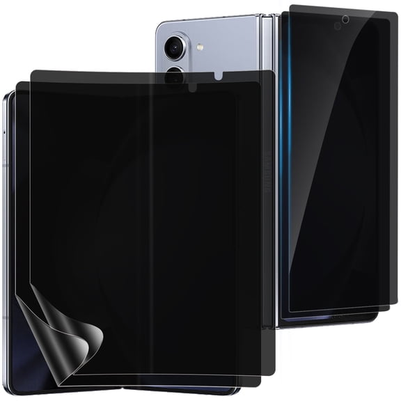 ZYQEEE Privacy Screen Protector for Samsung Galaxy Z Fold 5, 2Pack Inside Flexible TPU Film + 2Pack Front Tempered Glass,No Creases, Self-Healing, Anti-Spy Protective Film for Samsung Galaxy Z Fold5