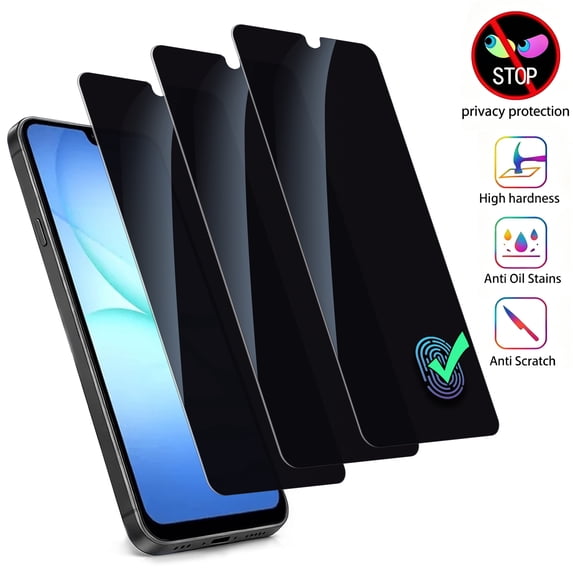 ZYQEEE Privacy Tempered Glass Screen Protector for Samsung Galaxy A17 5G, Easy Installation, Bubble Free, Scratch-Resistant, Anti-Spy Protective Film Compatible with Samsung A17,3Pcs