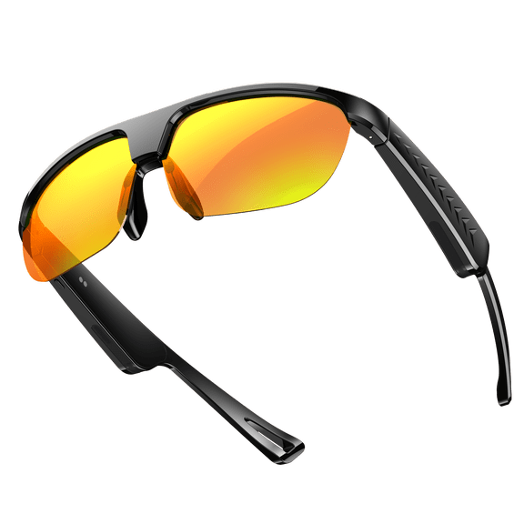 ZYQEEE Smart Sports Glasses,Polarized Bluetooth Sunglasses for Men,Built-in Mic & Open-Ear Speakers,Voice Assistant,Replaceable Lenses Sports Sunglasses for Running,Cycling,Motorcycle Riding,Yellow