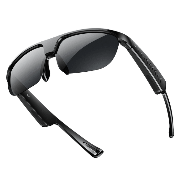 ZYQEEE Smart Sports Glasses,Polarized Bluetooth Sunglasses for Men,Built-in Mic & Open-Ear Speakers,Voice Assistant,Replaceable Lenses Sports Sunglasses for Running,Cycling,Motorcycle Riding,Black