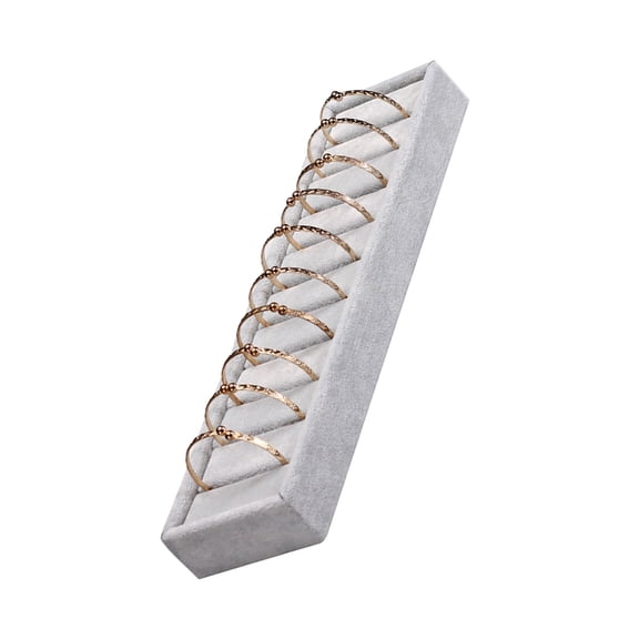 ZYQWEM 10 Slot Plush Jewelry Display Tray Light Gray Organizers For Bracelets Rings Cufflinks Home Retail Exhibition Storage