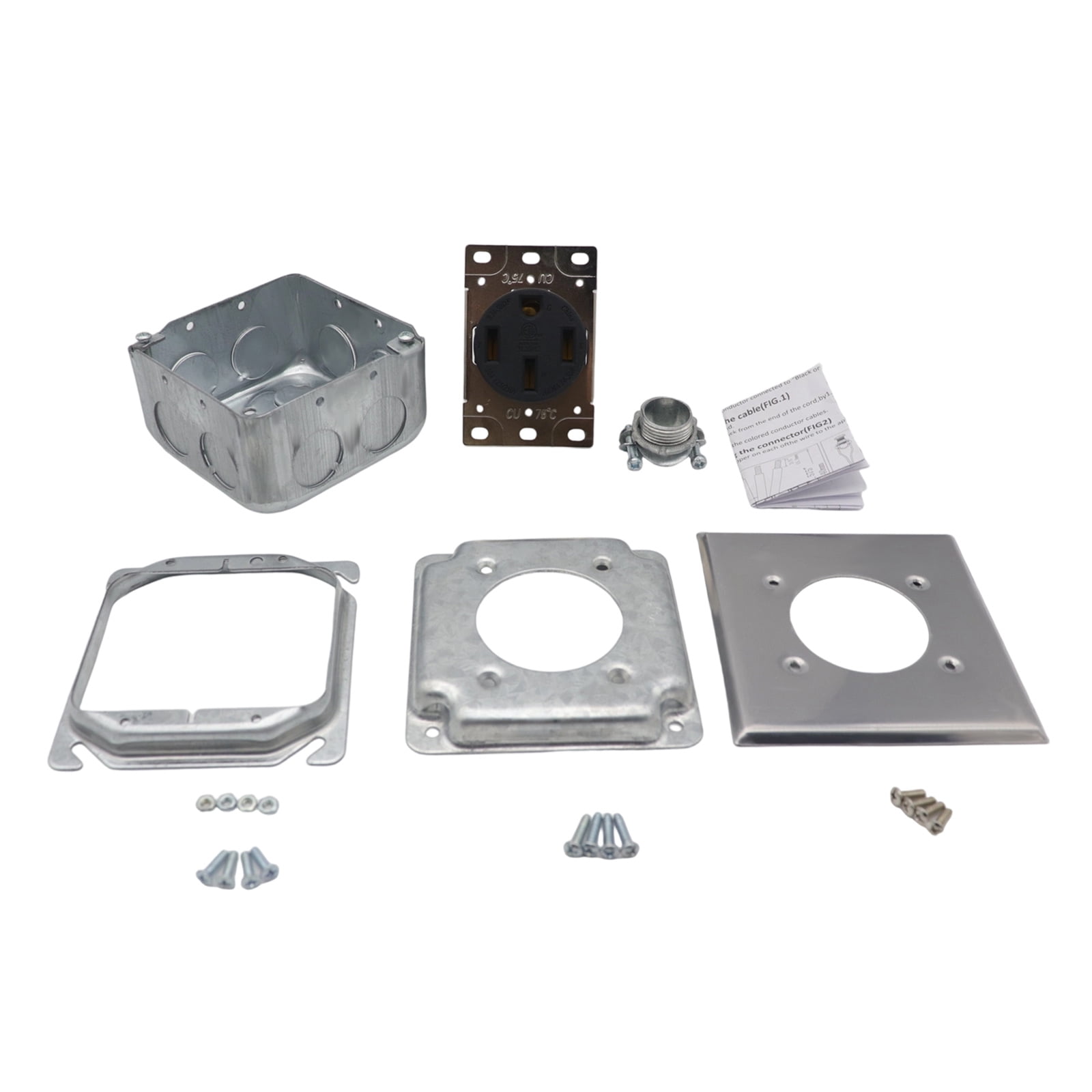 ZYQWEM 50A NEMAs 14 50R Electrical Outlet Box Installation Set With Square Junctions Box And Cover Plate for Applications