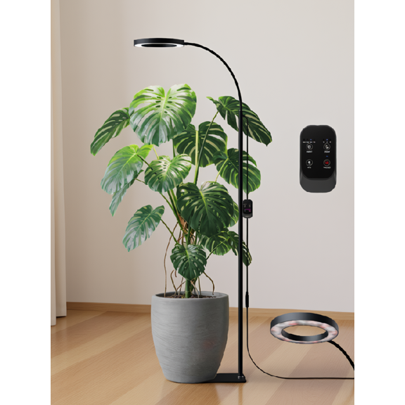 ZYRPORE 1-Pack 20W LED Grow Light with Adjustable Floor Stand, Full Spectrum, Dimmable, 3 Light Modes, Timer, Black