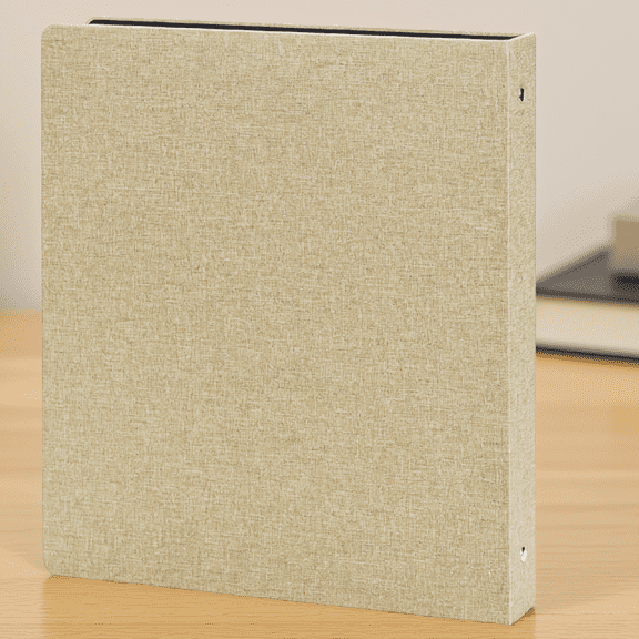 ZYRPORE 1 Pack 3 Binder 1 Inch Letter Size with Pockets, Round Rings, Linen Cover, Khaki