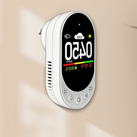 ZYRPORE 1 Pack Indoor Air Quality Monitor, 3-in-1 CO2 Temperature Humidity Detector, -In , Customizable Alert Threshold