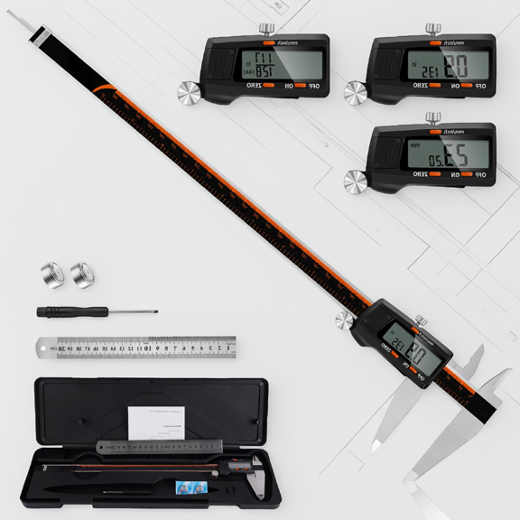 ZYRPORE 1PC 12-Inch Caliper, Stainless Steel, Large LCD Screen, Inch/MM/Fraction Modes, 0-300mm Range, Includes Storage Case