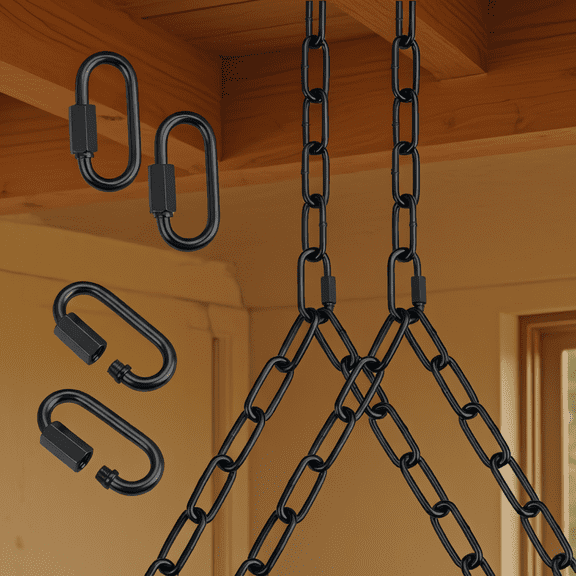 ZYRPORE 2-Pack Porch Swing Hanging Chain Kit, Zinc-Plated Steel, 881 lbs Capacity, Up to 7.1 ft, 4 Quick Links & 2 Y-Chain Assemblies, Black