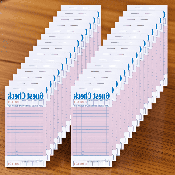 ZYRPORE 30 Pack Pink Server Notepads, Perforated Guest Checks for Restaurants, 50 Sheets Per Book, 6.7 x 3.5 In