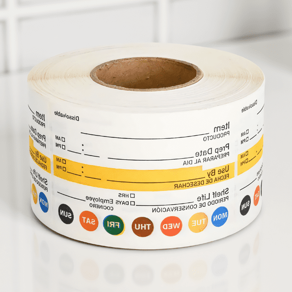 ZYRPORE 500 Dissolvable Food Rotation Labels 2 x 3 Inch Roll, Writable Use By Date Prep Stickers for Kitchen and Restaurant