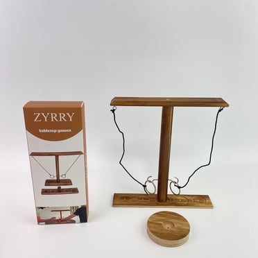 Hook And Ring Toss Game For 2-4 Players - Wooden Tabletop Game With Stable Base For Family Game Nights & Parties