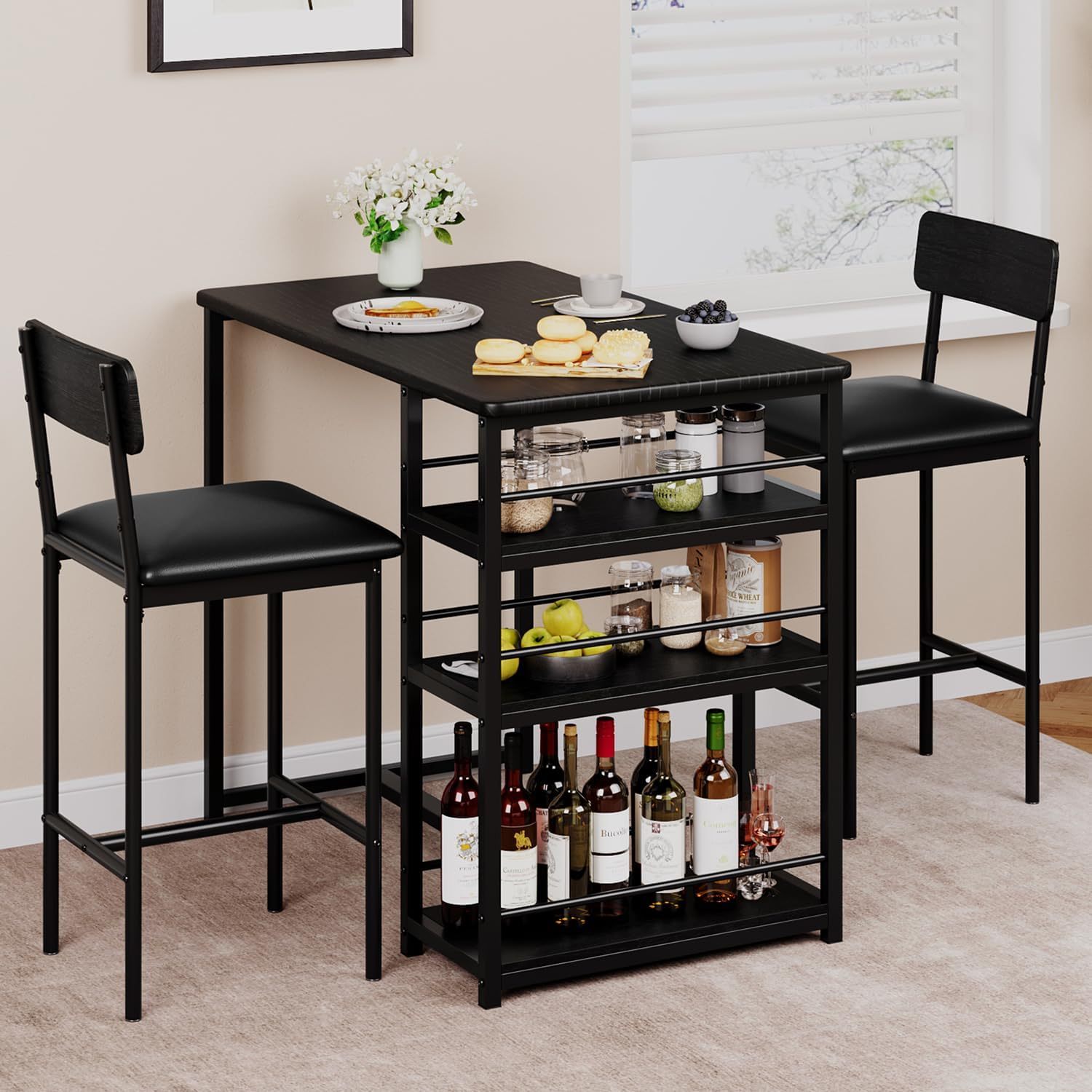ZYSF Kitchen Table Set, Dining Table and Chairs for 2, 3 Piece Dining ...