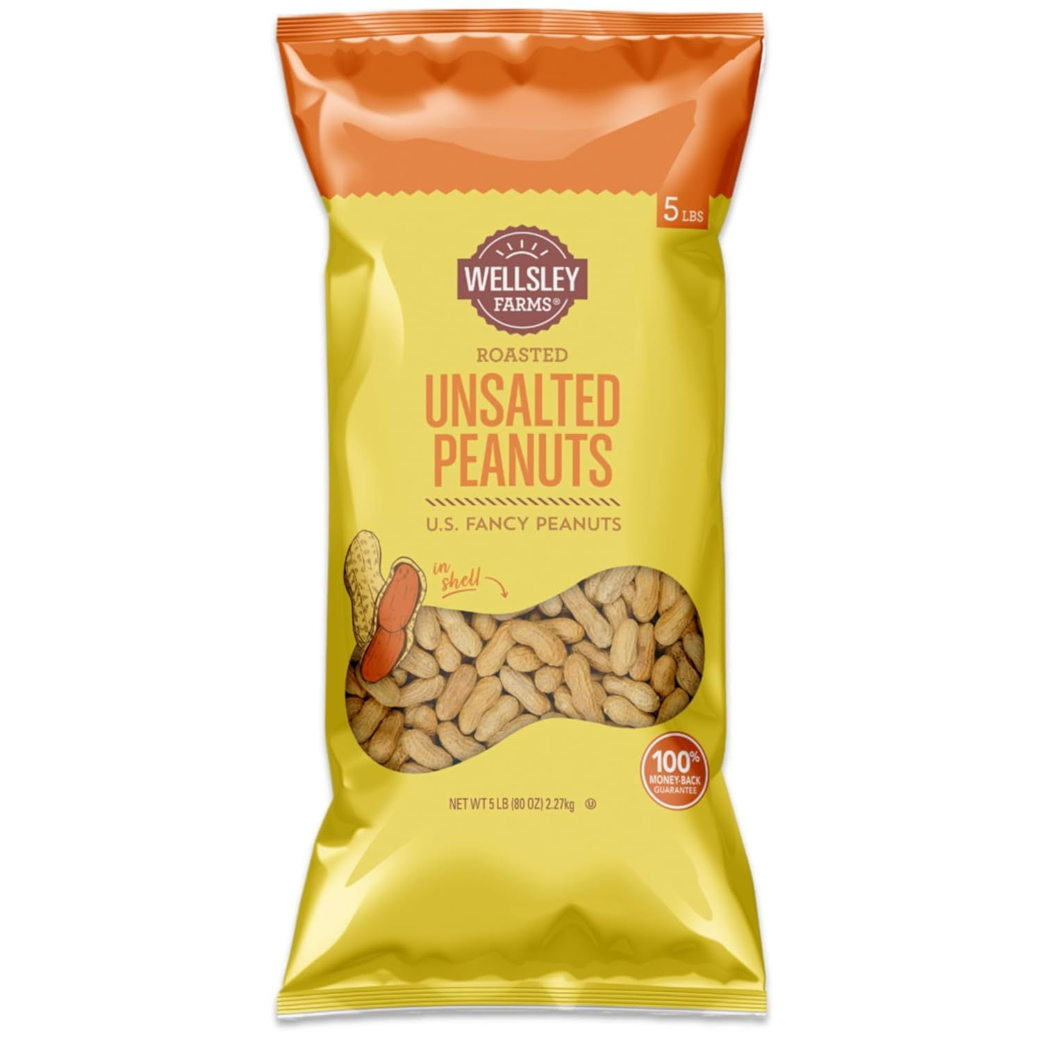 ZYSF Unsalted & Roasted In-Shell Peanuts, 80.0 Ounce