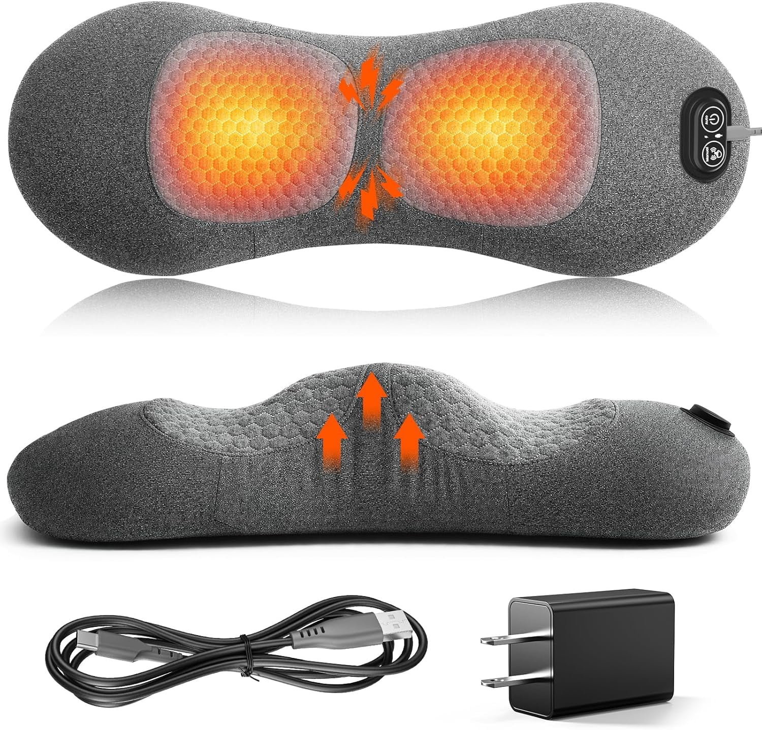 ZYSMBD 3-in-1 Back Massager with Vibration Heat and Electric Traction for Sciatica Neck and Shoulder Pain Relief Lumbar Support Pillow