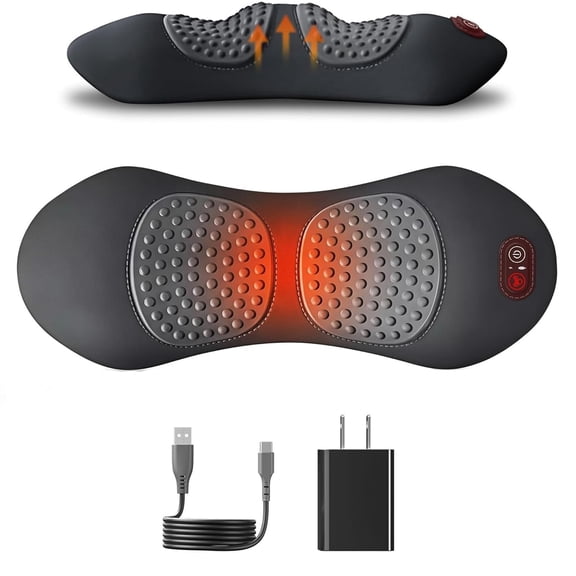 ZYSMBD 3-in-1 Triple Fusion Back Massager with Electric Traction Heat Therapy Vibration for Sciatica Relief Lumbar Support Pillow