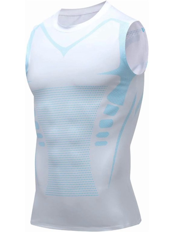 Men Shirt,Quick-Drying Breathable Sleeveless Elastic Vest,Ionic Compression Shape,Build Toned Body Running & Performance