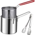 ZYStainless Steel Frying Pot, Frying Pan With Strainer Basket And