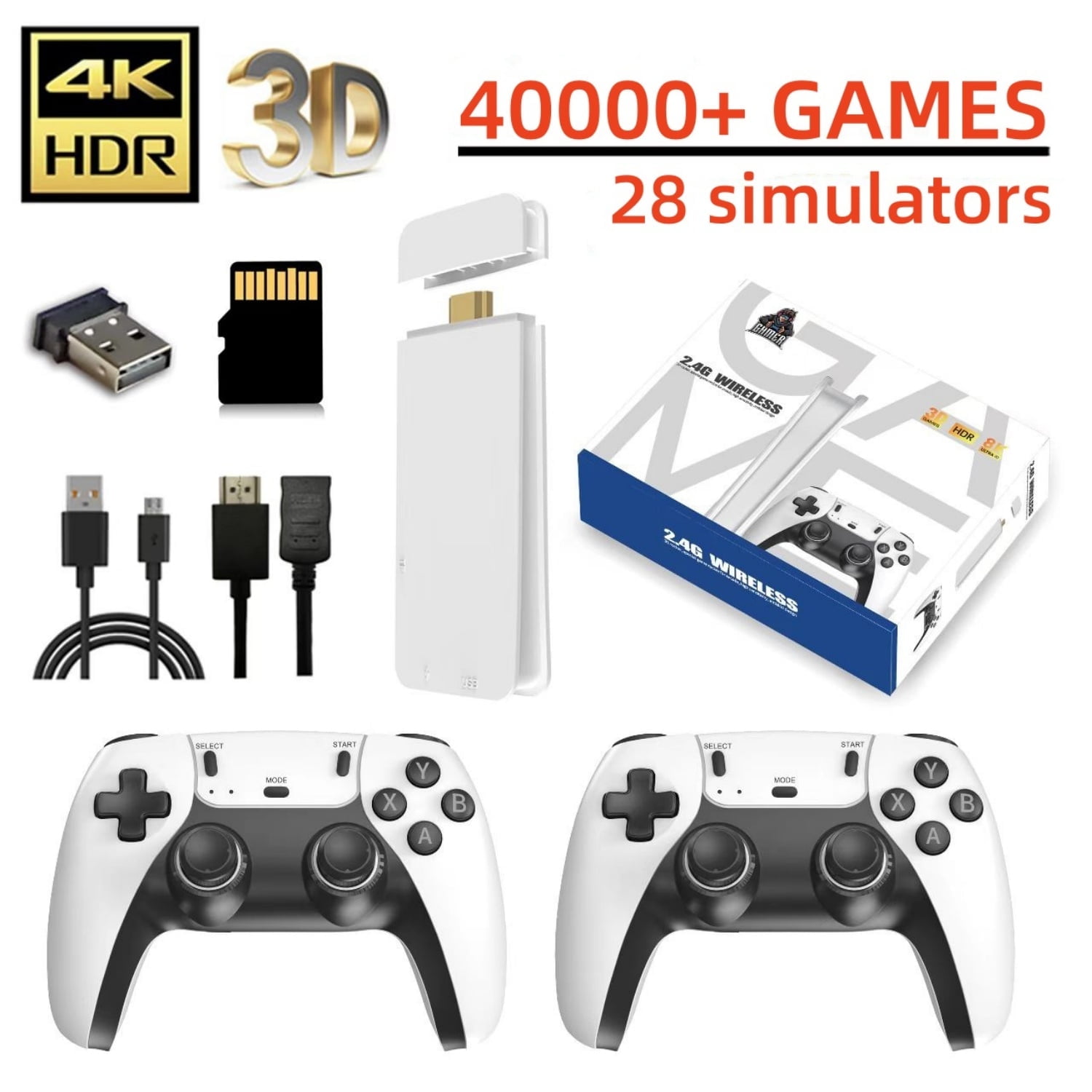 ZYTKWT M15 Video Game Console - 4K HDMI, 2.4G Wireless Controller, 64GB, 40,000+ Games, 28 Emulators, Portable Game Stick