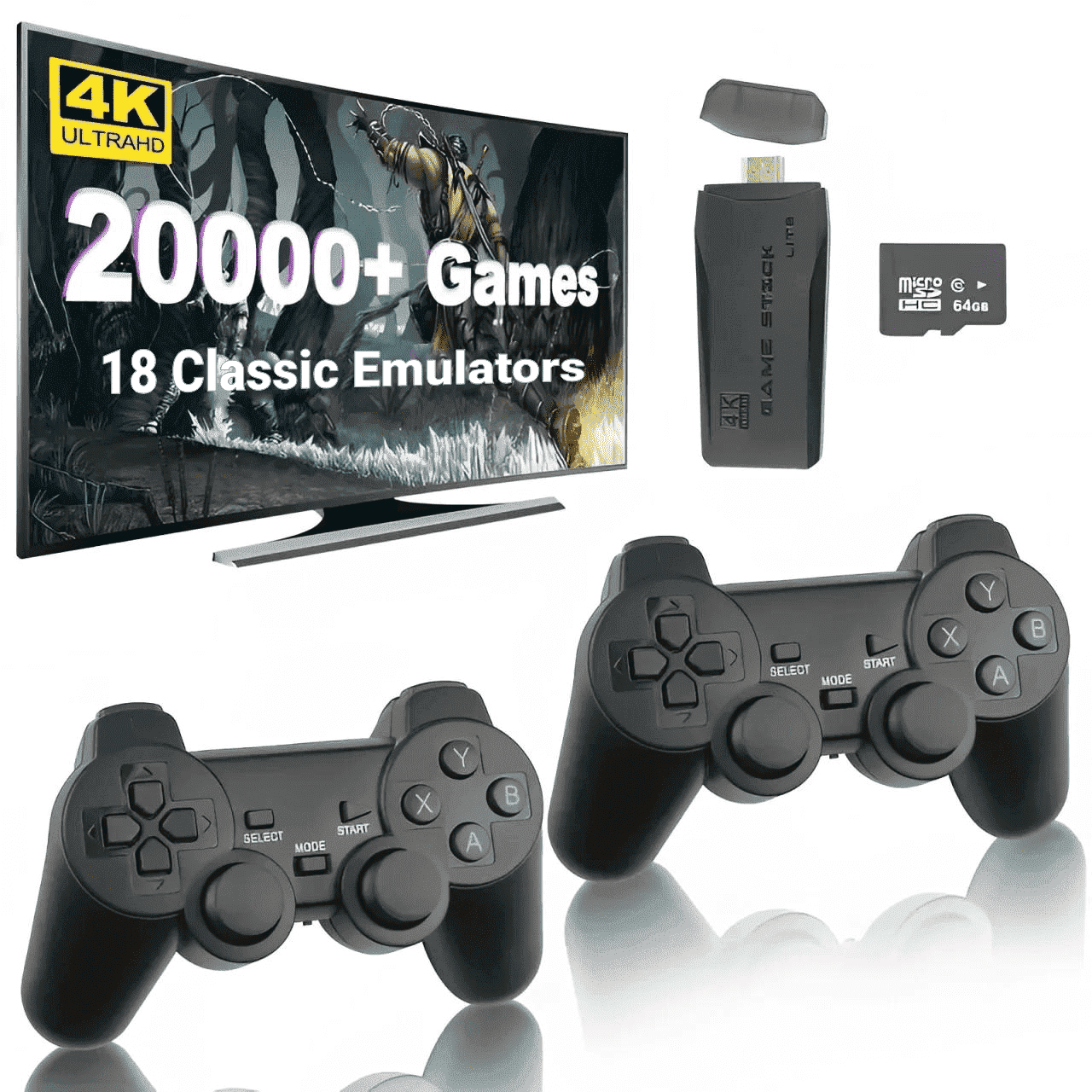ZYTKWT M8 Video Game Console - 4K HDMI, 2.4G Wireless Controllers, 64GB, 40,000+ Games, Portable