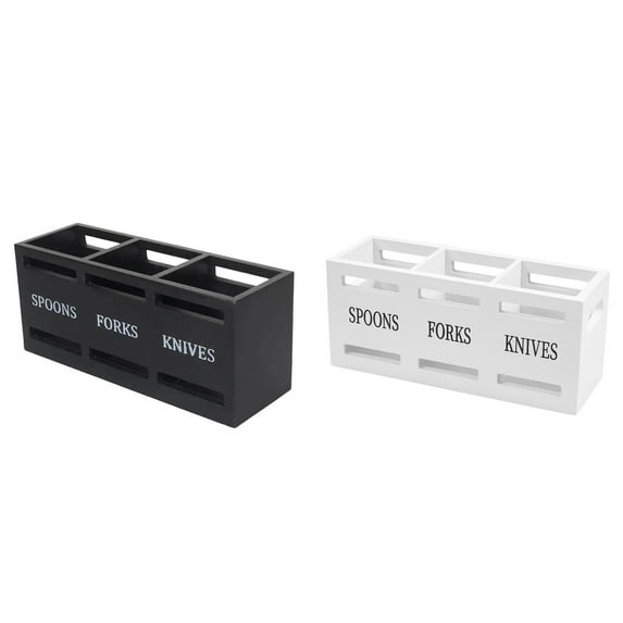 ZYWEyh 2PCS Wooden Silverware CaddiesFlatware Cutlery Holder Wood Silverware Organizer Containers Kitchen Utensil Holder for Countertop Spoon and Fork Holder Flatware Utensils for Party