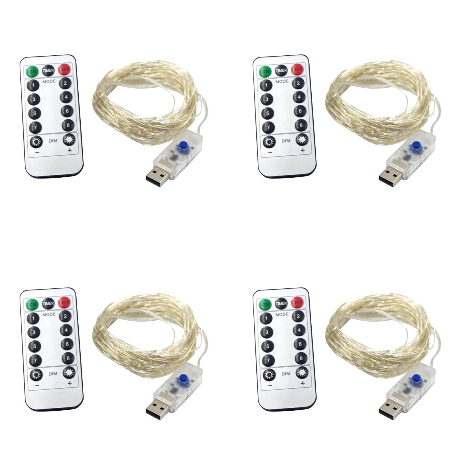 Usb Rope Lights ZYWEyh 4 Pack Fairy Lights Led Light Outdoor USB String Lights with 8 ...