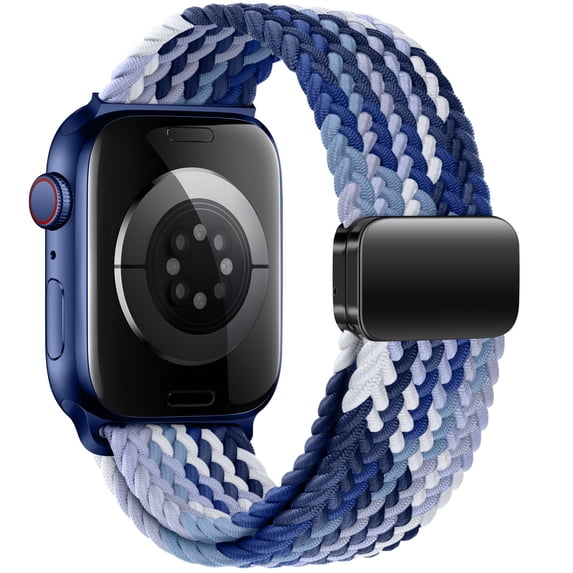 BANDOVA Braided Nylon Band for Apple Watch, Women Men Stretchy Magnetic Solo Loop, Blue berry, 38mm/40mm/41mm/42mm(Series 11/10)