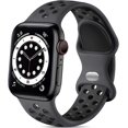 thumbnail image 1 of ZYX Breathable Sport Band for Apple Watch, Two-Tone Silicone Replacement Strap with Air Holes, Anthracite Black, 38/40/41/42mm-Series 11 10, 1 of 6