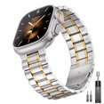 thumbnail image 1 of ZYX Heavy Duty Stainless Steel Band for Apple Watch, Men's Solid Metal Business Strap, Slive Gold, 38mm/40mm/41mm/42mm(series 11 10), 1 of 6