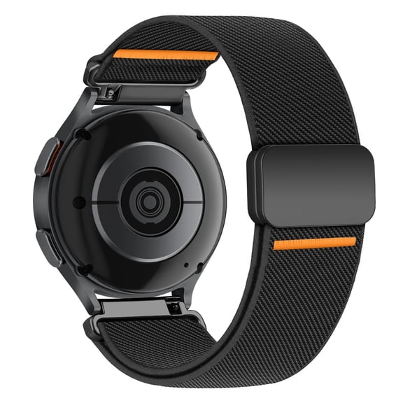 BANDOVA Magnetic Nylon Band for Samsung Galaxy Watch 7/6/5/4, Men Women Stretchy Sport Strap,Black, 20mm