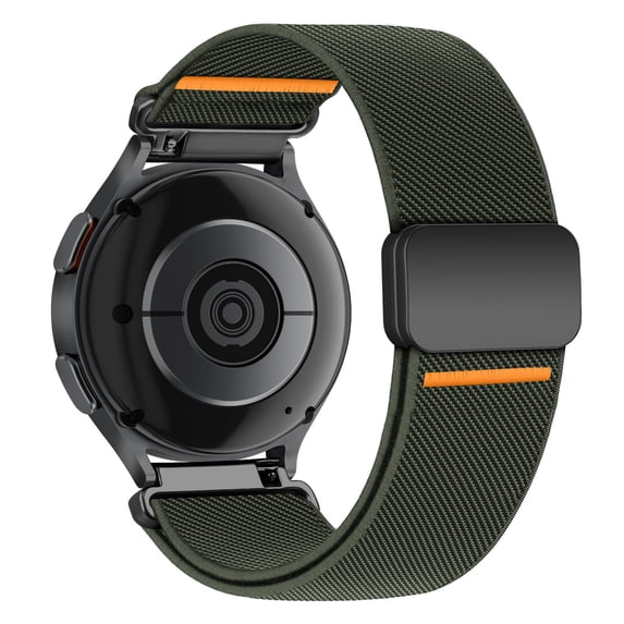 BANDOVA Magnetic Nylon Band for Samsung Galaxy Watch 7/6/5/4, Men Women Stretchy Sport Strap,Military Green, 20mm