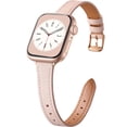 thumbnail image 1 of BANDOVA Slim Genuine Leather Band Compatible with Apple Watch, Women's Thin Replacement Strap, Pink with Rose Gold, 38/40/41mm, 1 of 7
