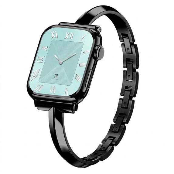 BANDOVA Slim Metal Band for Apple Watch, Women's Dressy T-Shaped Elegant Strap,Black, 38mm/40mm/41mm/42mm(Series 11/10)
