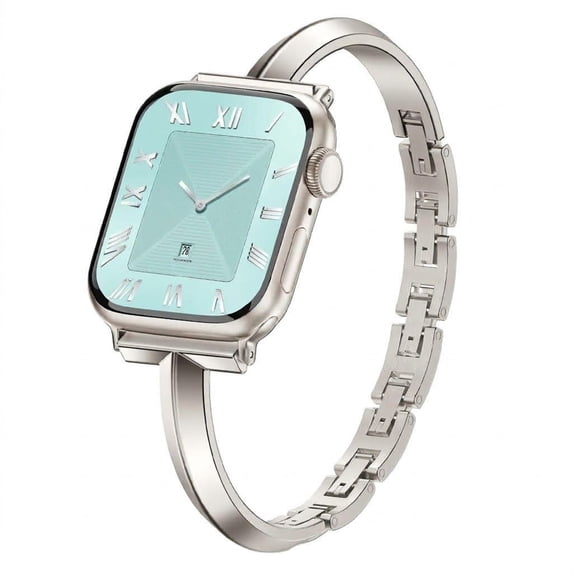 BANDOVA Slim Metal Band for Apple Watch, Women's Dressy T-Shaped Elegant Strap,Starlight, 38mm/40mm/41mm/42mm(Series 11/10)