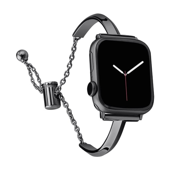 BANDOVA Slim Metal Jewelry Band for Apple Watch, Women's Bracelet with Sliding Clasp, Black, 38mm/40mm/41mm