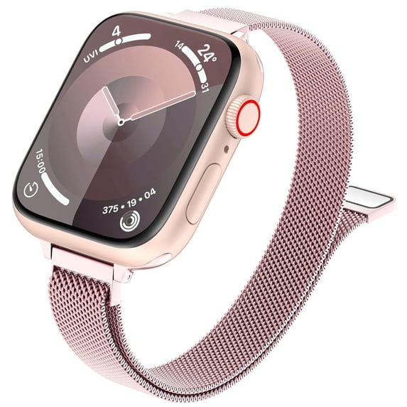 ZYX Slim Metal Mesh Band for Apple Watch, Women's 16mm Magnetic Loop Strap, Pink, 38mm/40mm/41mm/42mm(Series 11/10)