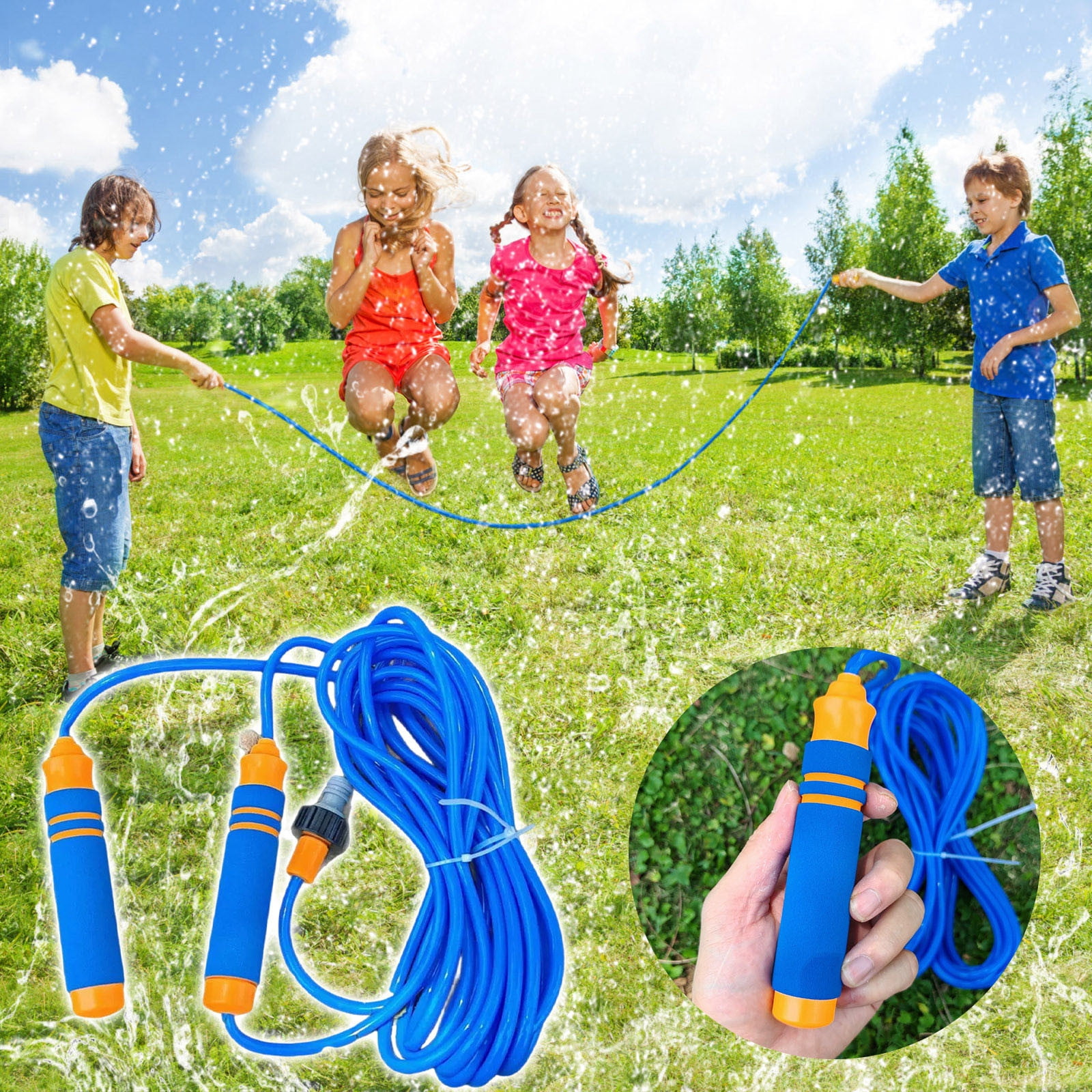 ZYXWVU 2 In 1 Water Sprinkler Yard Toy For Kids 25.5ft Outdoor Sprinkler With 12 Spray Holes Backyard Water Play Game Summer Lawn Fun