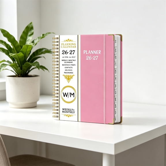 ZYXWVU A5 Planner Notebook English Schedule Book with Divider Pages Coil Bound Plan Book for Study Work Daily Planning Goal Tracking School Office Supplies