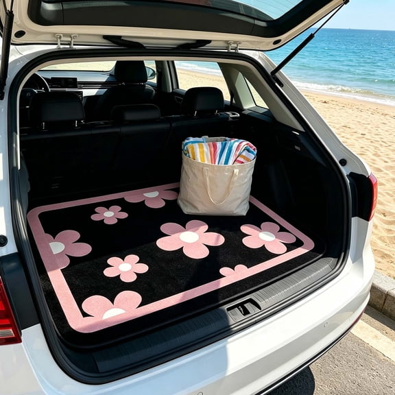 ZYXWVU Car Trunk Mat 27.6x39.4in Floral Pattern Cargo Liner Dirt Proof Easy Clean Interior Protector Anti Slip Backing for Car SUV Trunk Protection