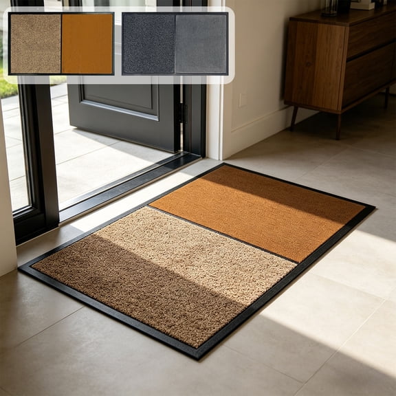 ZYXWVU Door Mat 2 in 1 Dual Textured Heavy Duty Non Slip Rubber Backed Doormat for Indoor Outdoor High Traffic Entryway Front Door Rug