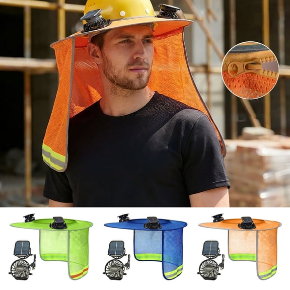 ZYXWVU Fan Helmet Solar Powered Safety Helmet With Sun Protection Breathable Construction Cooling Fan Hard Hat For Outdoor Work Construction