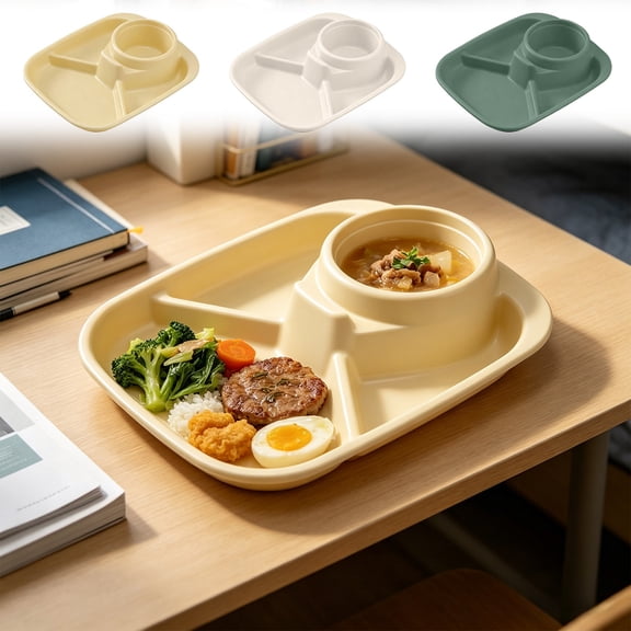 ZYXWVU Kids Lunch Tray Sectioned Plastic Meal Tray Lightweight Cafeteria Plate for Home School Portion Control Easy Clean Student Plate for Snacks Meals