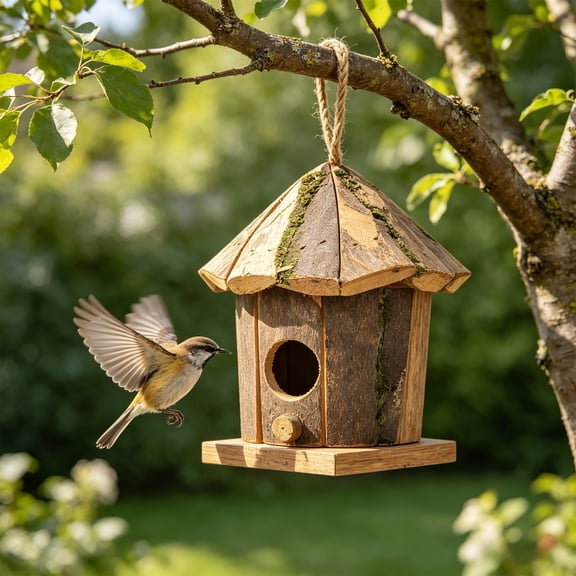 ZYXWVU Nesting Box Hanging Solid Wood Breeding Box Bird House for Pigeons Finches Outdoor Tree Mounted Bird Nest Box for Garden Yard Aviary
