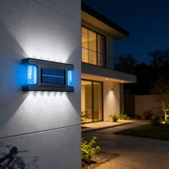 ZYXWVU Solar Wall Lights Outdoor Waterproof Motion Sensor LED Wall Sconce for Garden Patio Fence Villa Exterior Security Lighting Landscape Decor