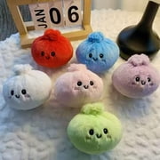 ZYXWVU Steamed Bun Keychain Cute Stress Relief Fidget Squeeze Toy Hanging Bag Charm Figure Novelty Decompression Key Ring Accessory for Kids Teens Adults