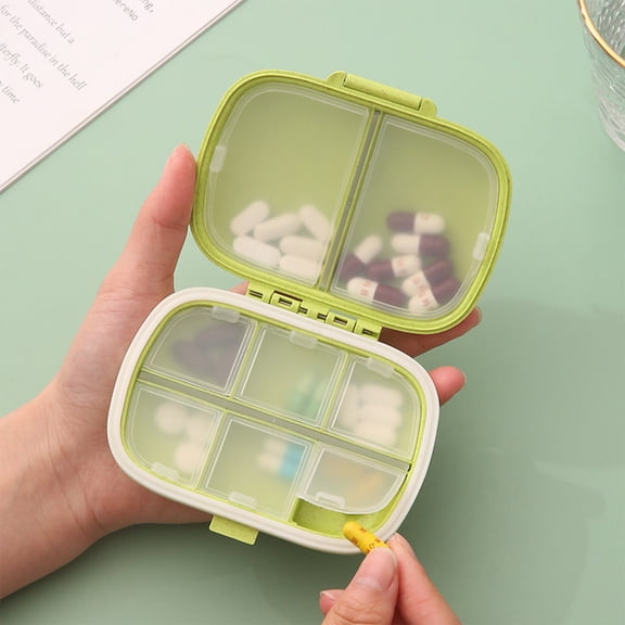 ZYXWVU Travel Pill Organizer 8 Compartments Daily Case Portable Small Storage Box for Purse Pocket Organizer Container for Vitamins Medication Travel