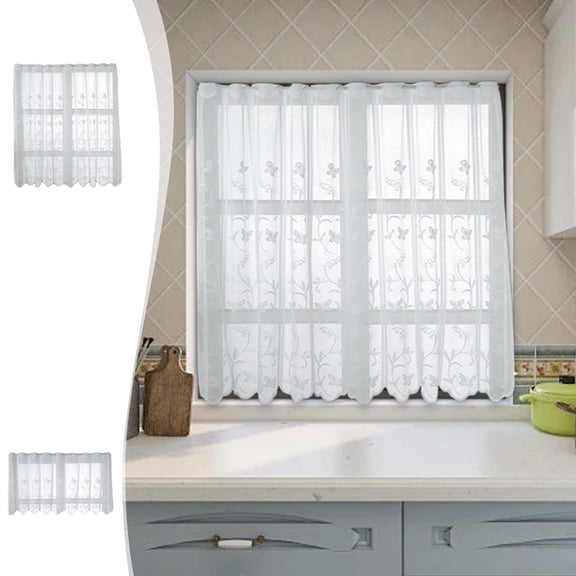 ZYXWVU White Fine Mesh Screen Curtain Household Window Door Bug Barrier Easy Install Rod Pocket Privacy Panel Breeze Flow for Summer Home Office